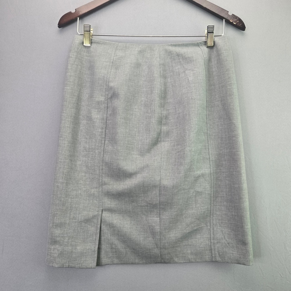 Jones Studio Pencil Skirt Separates Sz 4 Gray Lined Side Slit Professional Knee
